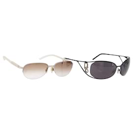 Dolce & Gabbana DOLCE&GABBANA PRADA Gafas de sol de metal set de 2 Negro Marrón Auth bs36790