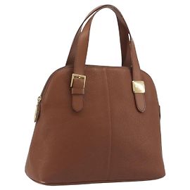 Borsa a mano Burberrys in pelle marrone e oro autentica 194278