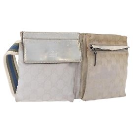 Borsello a vita GUCCI GG Canvas Silver 28566 Auth 195000