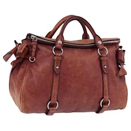 Borsa a mano Miu Miu in pelle rossa argento Auth 196298