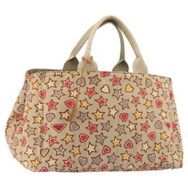 Borsa a mano PRADA Canapa M Canvas Beige Gold Auth 195043A