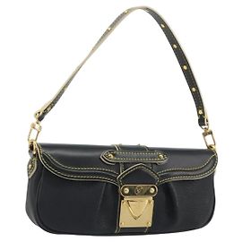 LOUIS VUITTON Suhari Precieux Schultertasche Leder Schwarz M91776 Auth 194886SAV