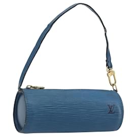 LOUIS VUITTON Epi Soufflot Pouch Blue LV Auth 196216