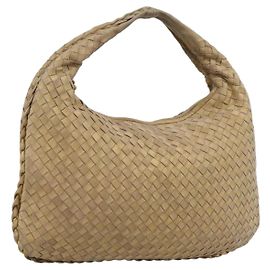 BOTTEGA VENETA INTRECCIATO Hobo Schultertasche aus goldfarbenem Leder 115653 Auth ka5633V