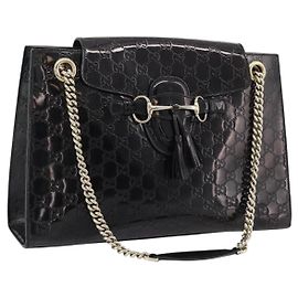 GUCCI GG Canvas Guccissima Horsebit Chain Patent leather 295403 Auth 196047A