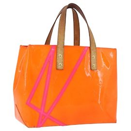 LOUIS VUITTON Monogram Vernis Fluo Reade PM Bolso de Mano Naranja M91905 Auth ka5686