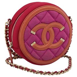 Sac à épaule CHANEL Matelasse à chaîne en toile Rose Gold CC Auth 195524M