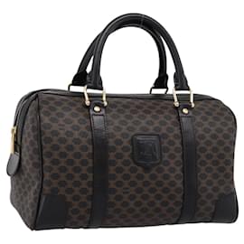 Borsa Boston CELINE Macadam Canvas PVC Pelle Nero Oro Auth 195373V - Céline
