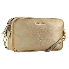 Borsa a tracolla Miu Miu in pelle oro Auth bs36779A