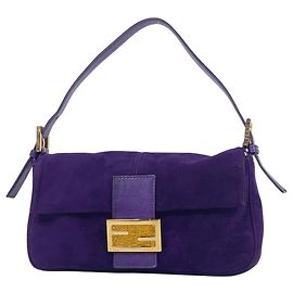 Borsa a spalla in suede viola Fendi