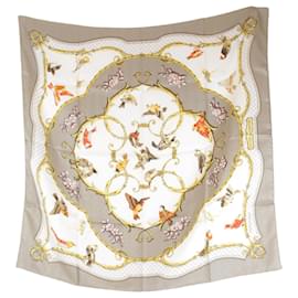 Hermès Foulard di seta Hermes in nero e grigio