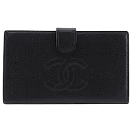 Cartera larga Chanel Coco Mark en piel de becerro granulada negra