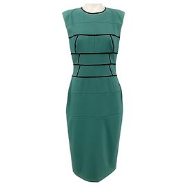 Autre Marque Narciso Rodriguez Green / Black Seam Detail ärmelloses Kleid
