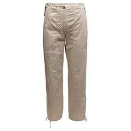 Pantalones de pierna recta de algodón Prada beige Talla IT 38
