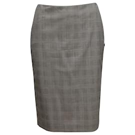 Falda lápiz de lana a cuadros gris Alexander McQueen Talla IT 42