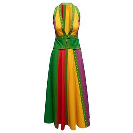 Autre Marque Conjunto de falda color block de lona y cuero Sant Angelo vintage amarillo y multicolor Talla US S