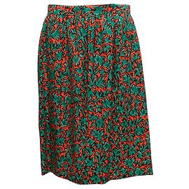 Vintage Saint Laurent Rock mit Blattprint in Orange & Multicolor Größe FR 34