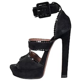Sandali con tacco alto in suede nero Alaïa Taglia 37,5 Usati