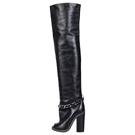 Botas de cuero negro abiertas en la punta Balmain sobre la rodilla Talla 38 Usadas