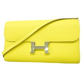 Hermes Constance To Go Evercolor Lime Wallet/Shoulder Wallet - Hermès