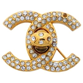Spilla Chanel placcata oro con strass