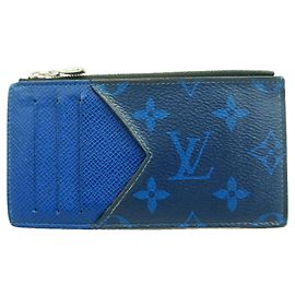 Portacarte e monete Louis Vuitton Taigarama in Cobalt
