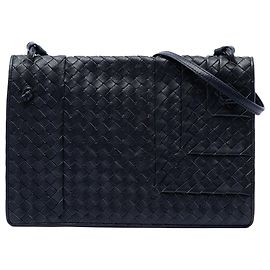 Borsa a tracolla con patta Bottega Veneta in Nappa Intrecciato blu