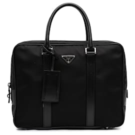 Borsa da lavoro Prada in Tessuto con rifiniture in Saffiano nero