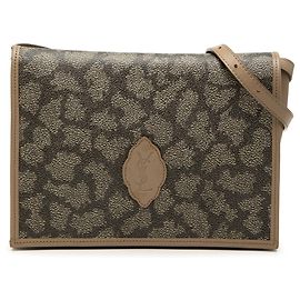 Borsa a tracolla Saint Laurent in tela rivestita grigia con stampa giraffa