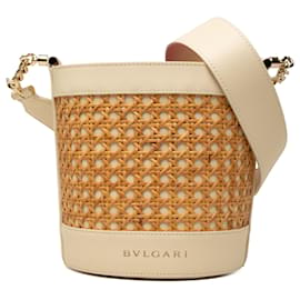 Bulgari Borsa a secchiello Bvlgari Serpenti Forever in vimini beige e vitello