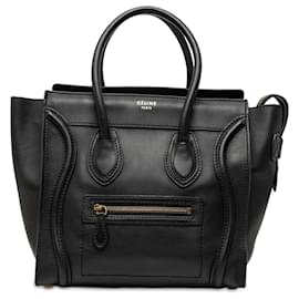 Céline Celine Micro Luggage Tote in pelle di vitello liscia nera