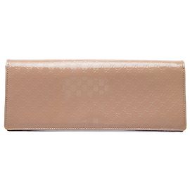 Clutch Gucci Broadway in pelle verniciata Microguccissima marrone