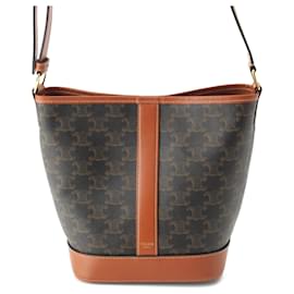 Celine Small Triomphe Bucket Bag aus beschichtetem Canvas in Braun - Céline