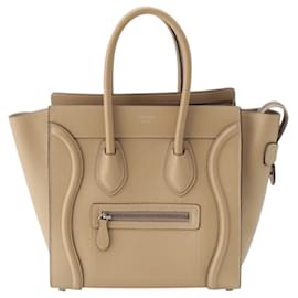 Celine Beige Micro Drummed Calfskin Luggage Tote - Céline