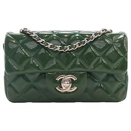 Chanel Green Extra Mini Rectangular Classic Patent Single Flap