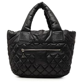 Borsa tote Chanel Coco Cocoon piccola in nylon matelassé nero