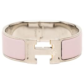 Hermès Pink Wide Enamel Clic Clac H Bracelet PM