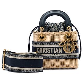 Dior Beige Mini Wicker Oblique Lady Dior