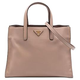 Borsa Tote Prada Brown Saffiano Soft Triple Pocket