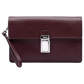Clutch Prada Red Saffiano Push Lock