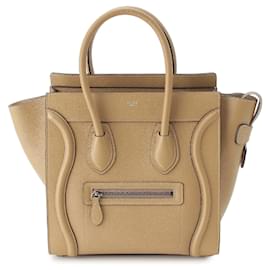 Céline Celine Beige Micro Drummed Calfskin Luggage Tote