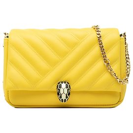 Bulgari Bvlgari Serpenti Cabochon Chain Crossbody aus gelbem Leder