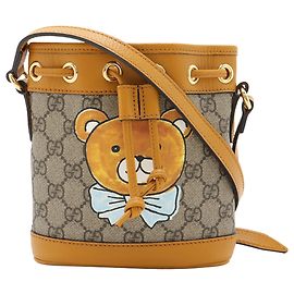 Borsa a secchiello Gucci Beige EXO KAI Mini GG Supreme Ophidia