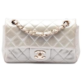 Chanel Gold Mini Rectangular Classic Iridescent Lambskin Single Flap