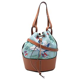 Borsa a secchiello LOEWE Blue Paulas Ibiza Small in tela con stampa sirena e coulisse - Loewe