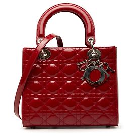Dior Red Medium Patent Cannage Lady Dior
