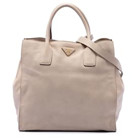 Borsa Tote Aperta Convertibile Prada Beige Vitello Daino
