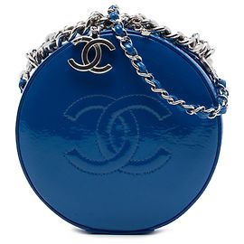 Borsa Chanel Blue CC Patent Round As Earth Bag