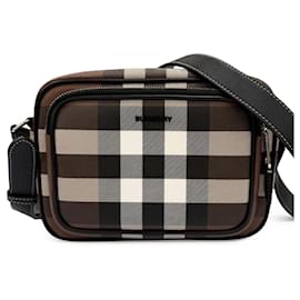 Borsa a tracolla Burberry Brown Giant Check E-Canvas Paddy