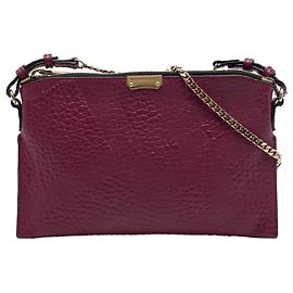 Borsa a tracolla Peyton in pelle goffrata a quadri rossa Burberry